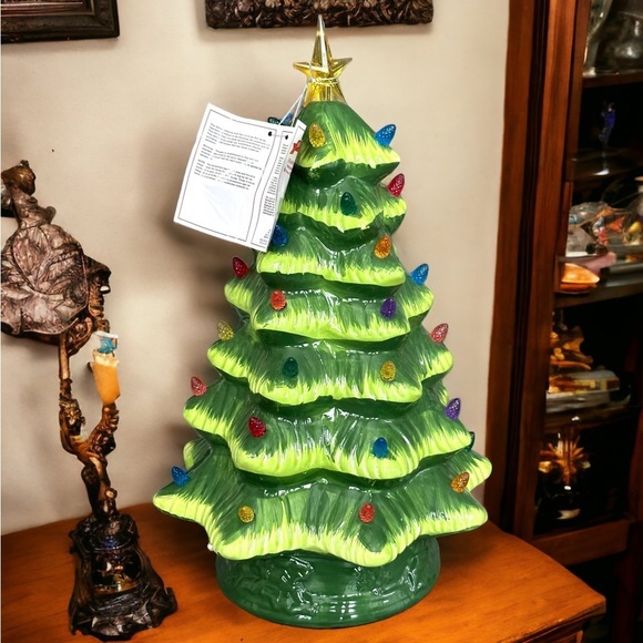 Mr Christmas Nostalgic Ceramic Green Christmas tree  15” Battery Operated NWB - Picture 2 of 8